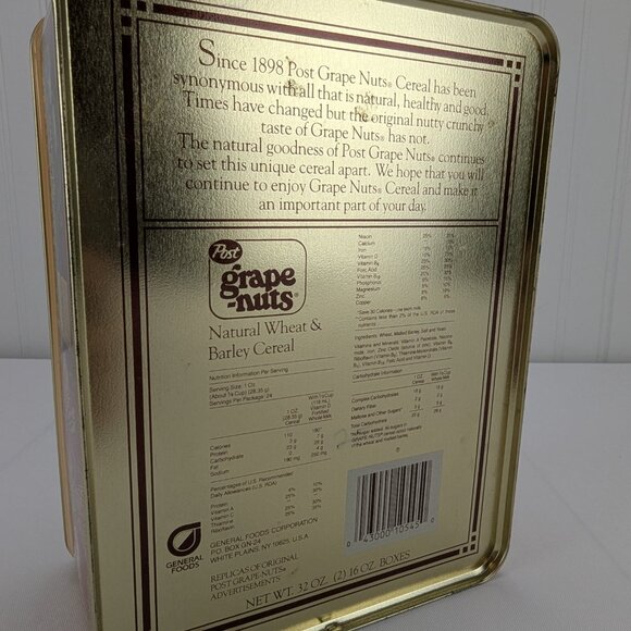 Post Grapenuts Metal Replica Tin Storage Container General Foods Empty Retro - Picture 7 of 9